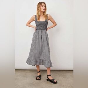 Rails Rumi Smocked Midi Dress Black Mini Gingham